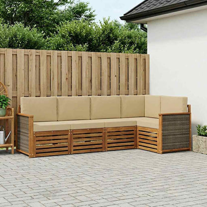 Set divano sezionale con cuscino 4 pcs Naturale
