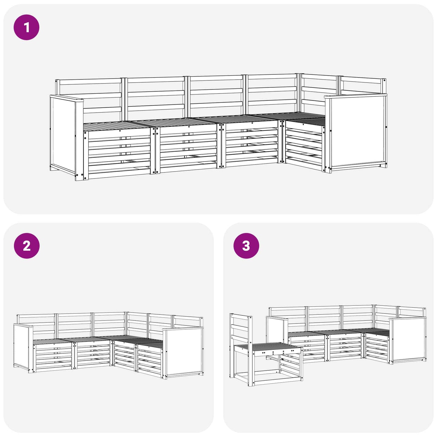 Set divano sezionale 4 pcs Naturale Legno di Acacia Massello | homemem39