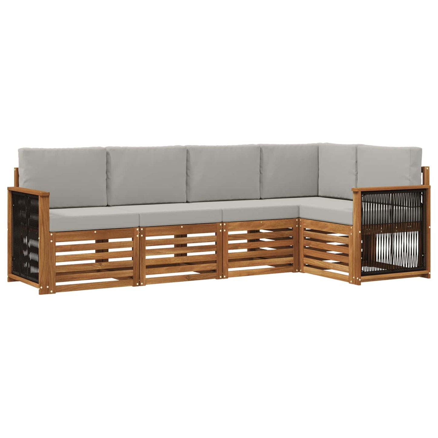 Set divano sezionale con cuscino 4 pcs Naturale e Grigio Chiaro | homemem39