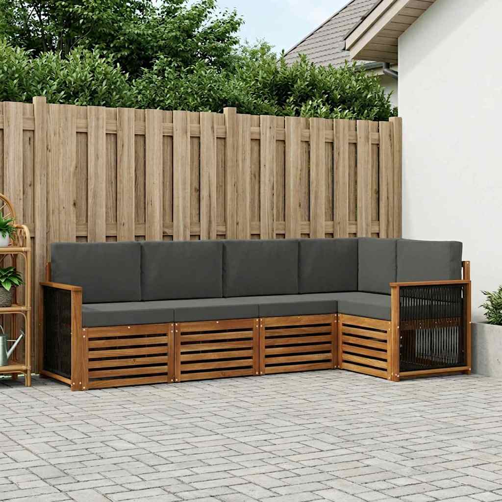 Set divano sezionale con cuscino 4 pcs Naturale e Antracite | homemem39