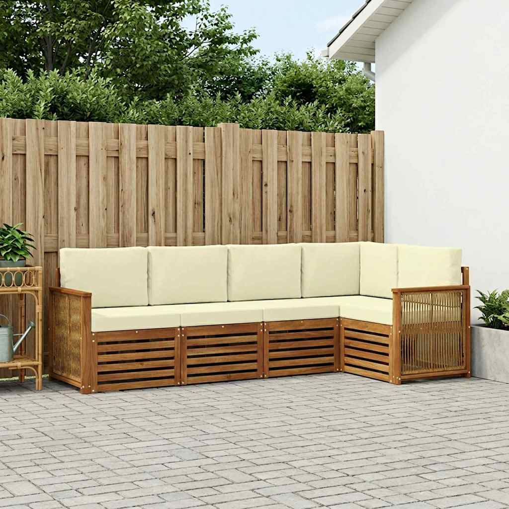 Set divano sezionale con cuscino 4 pcs Naturale e Crema | homemem39
