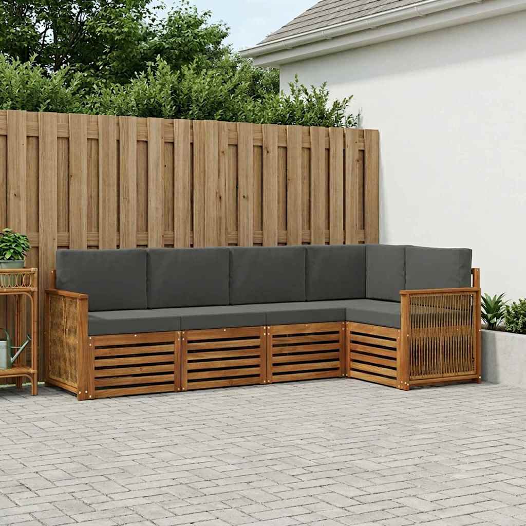 Set divano sezionale con cuscino 4 pcs Naturale e Antracite | homemem39