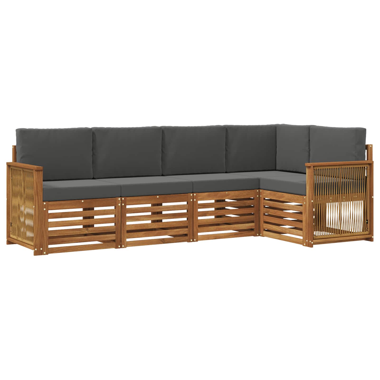 Set divano sezionale con cuscino 4 pcs Naturale e Antracite | homemem39