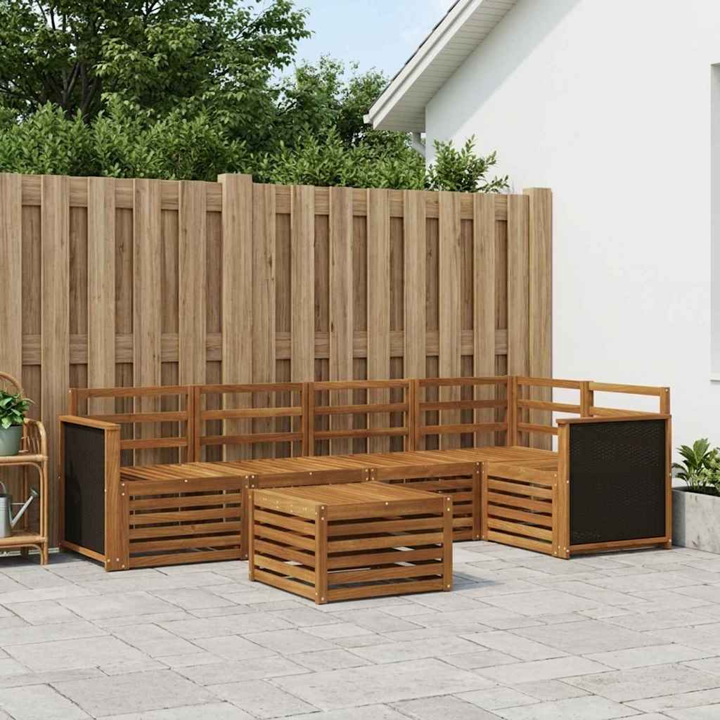 Set divano sezionale 5 pcs Naturale Legno di Acacia Massello | homemem39