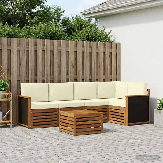 Set divano sezionale con cuscino 5 pcs Naturale e Crema