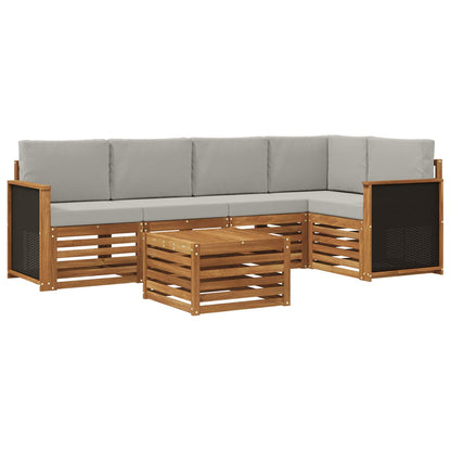 Set divano sezionale con cuscino 5 pcs Naturale e Grigio Chiaro | homemem39