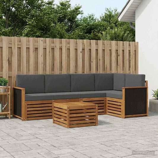 Set divano sezionale con cuscino 5 pcs Naturale e Antracite