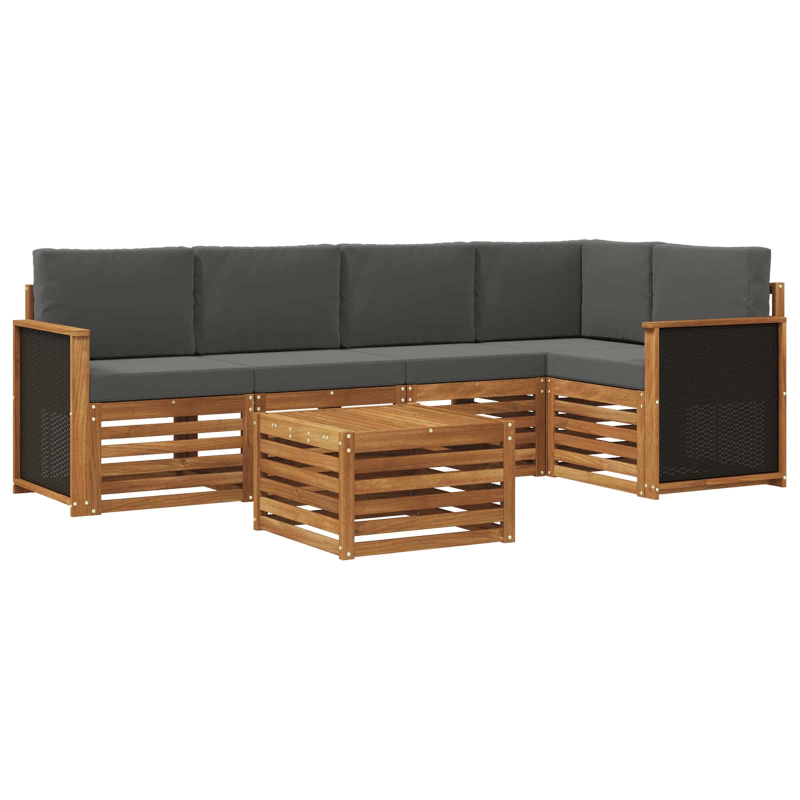 Set divano sezionale con cuscino 5 pcs Naturale e Antracite | homemem39