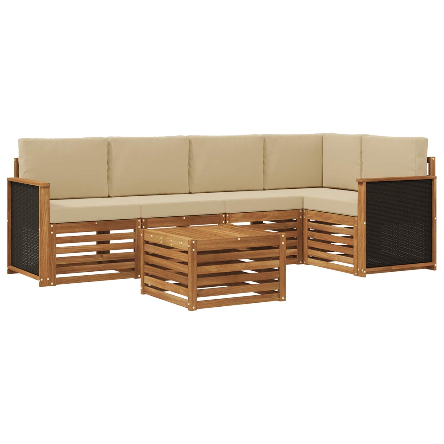 Set divano sezionale con cuscino 5 pcs Naturale | homemem39