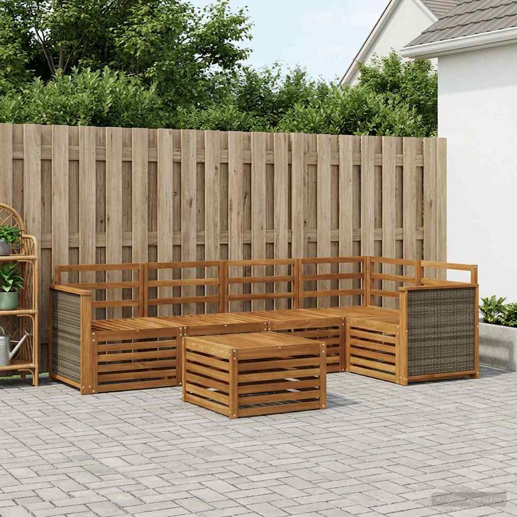 Set divano sezionale 5 pcs Naturale Legno di Acacia Massello