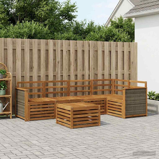 Set divano sezionale 5 pcs Naturale Legno di Acacia Massello