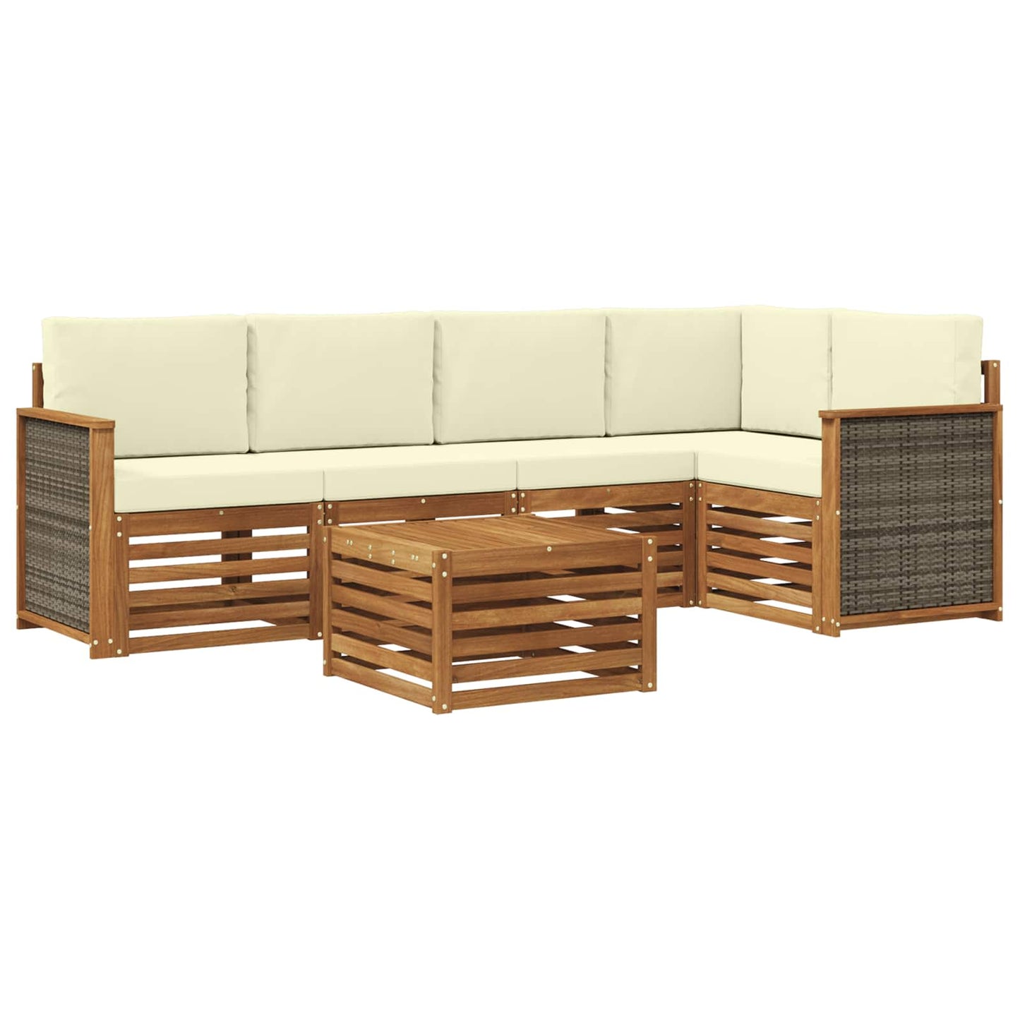 Set divano sezionale con cuscino 5 pcs Naturale e Crema | homemem39