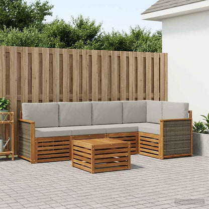 Set divano sezionale con cuscino 5 pcs Naturale e Grigio Chiaro