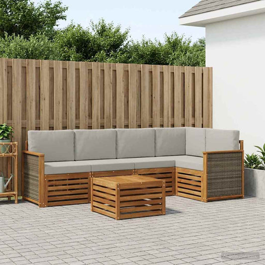 Set divano sezionale con cuscino 5 pcs Naturale e Grigio Chiaro