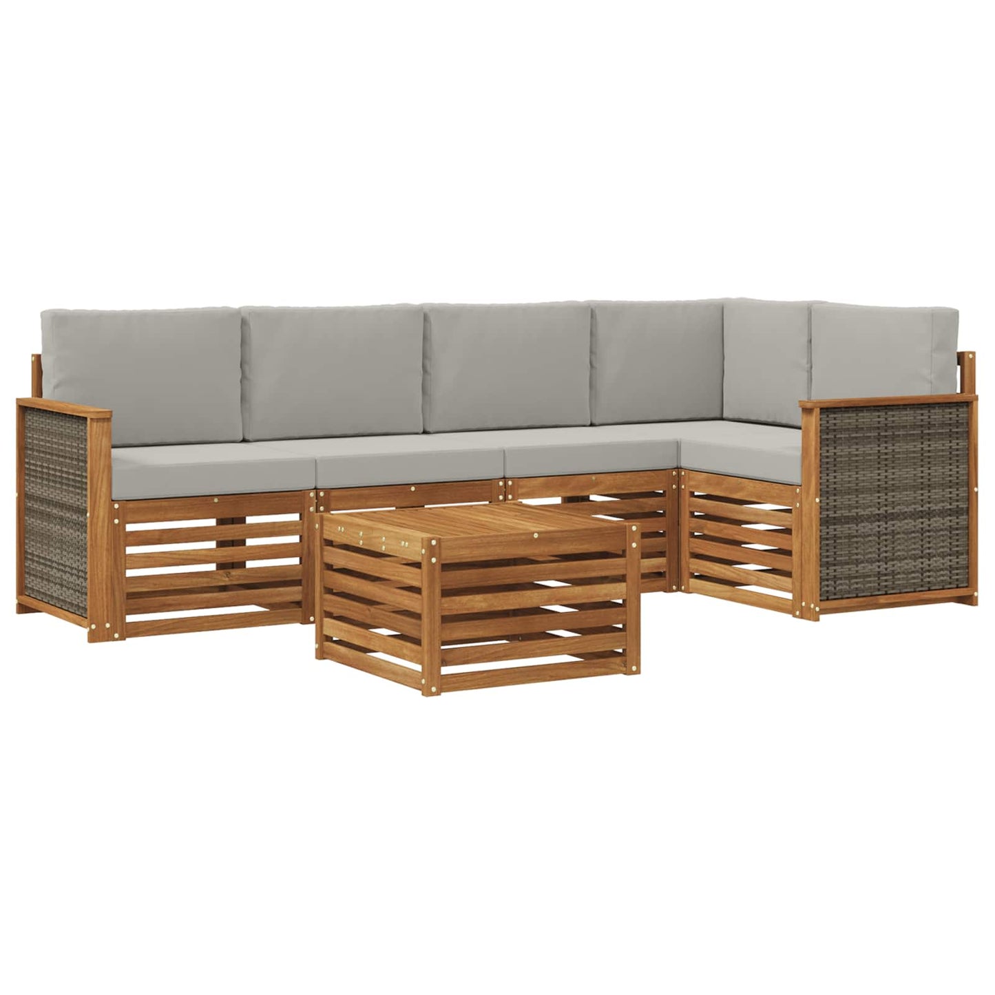 Set divano sezionale con cuscino 5 pcs Naturale e Grigio Chiaro