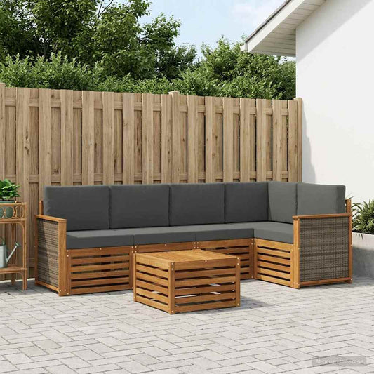 Set divano sezionale con cuscino 5 pcs Naturale e Antracite