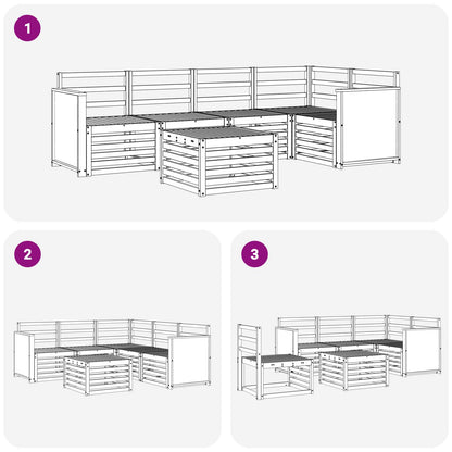 Set divano sezionale 5 pcs Naturale Legno di Acacia Massello | homemem39