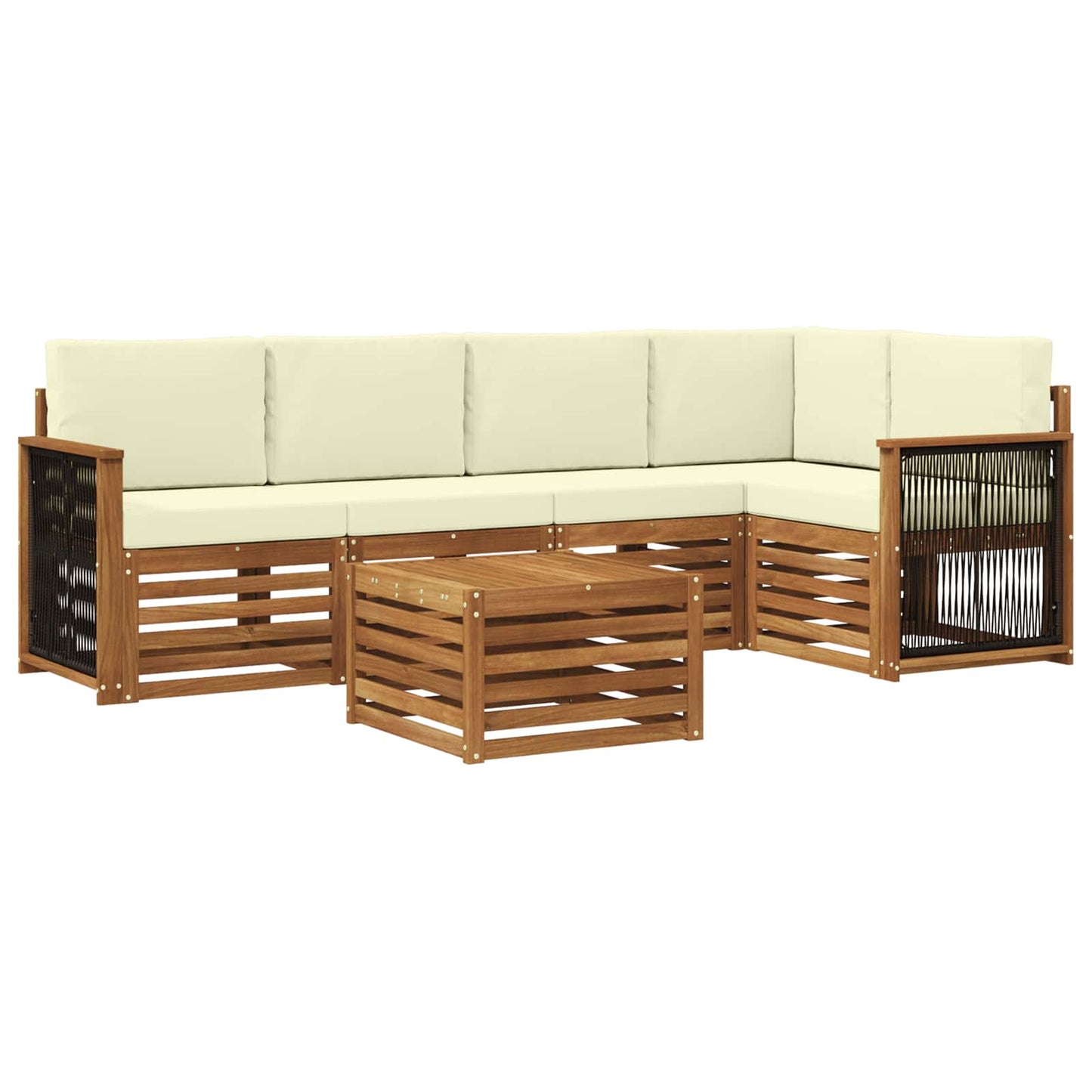Set divano sezionale con cuscino 5 pcs Naturale e Crema