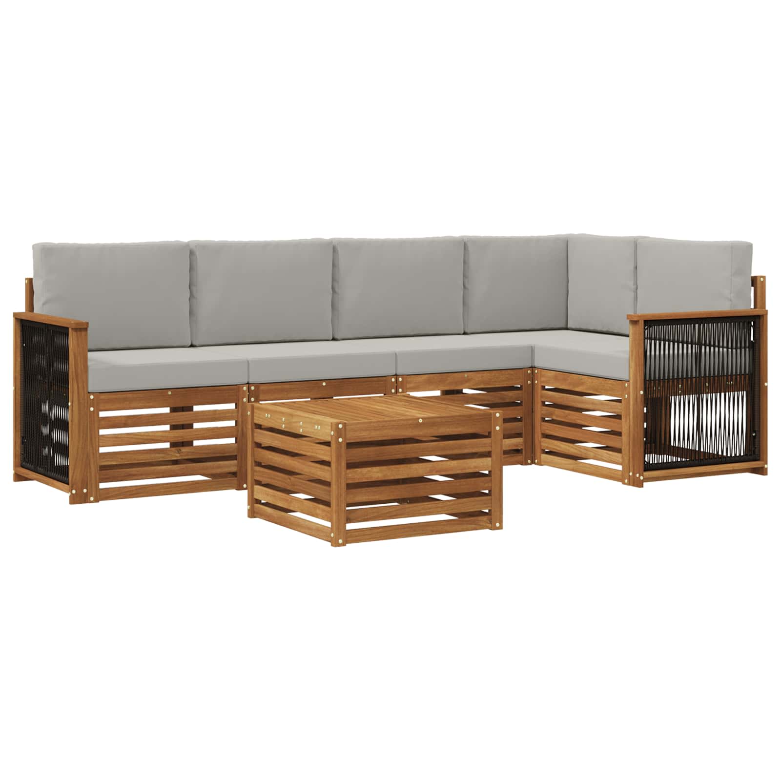 Set divano sezionale con cuscino 5 pcs Naturale e Grigio Chiaro | homemem39