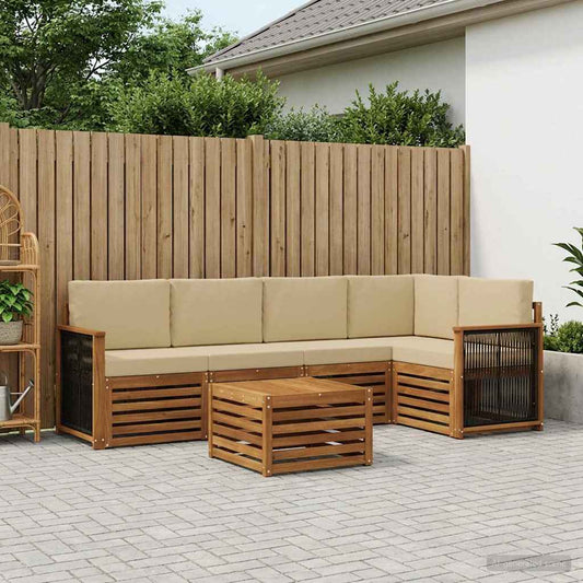 Set divano sezionale con cuscino 5 pcs Naturale