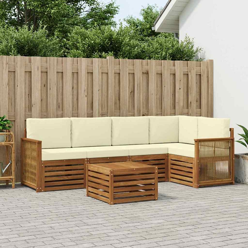 Set divano sezionale con cuscino 5 pcs Naturale e Crema | homemem39