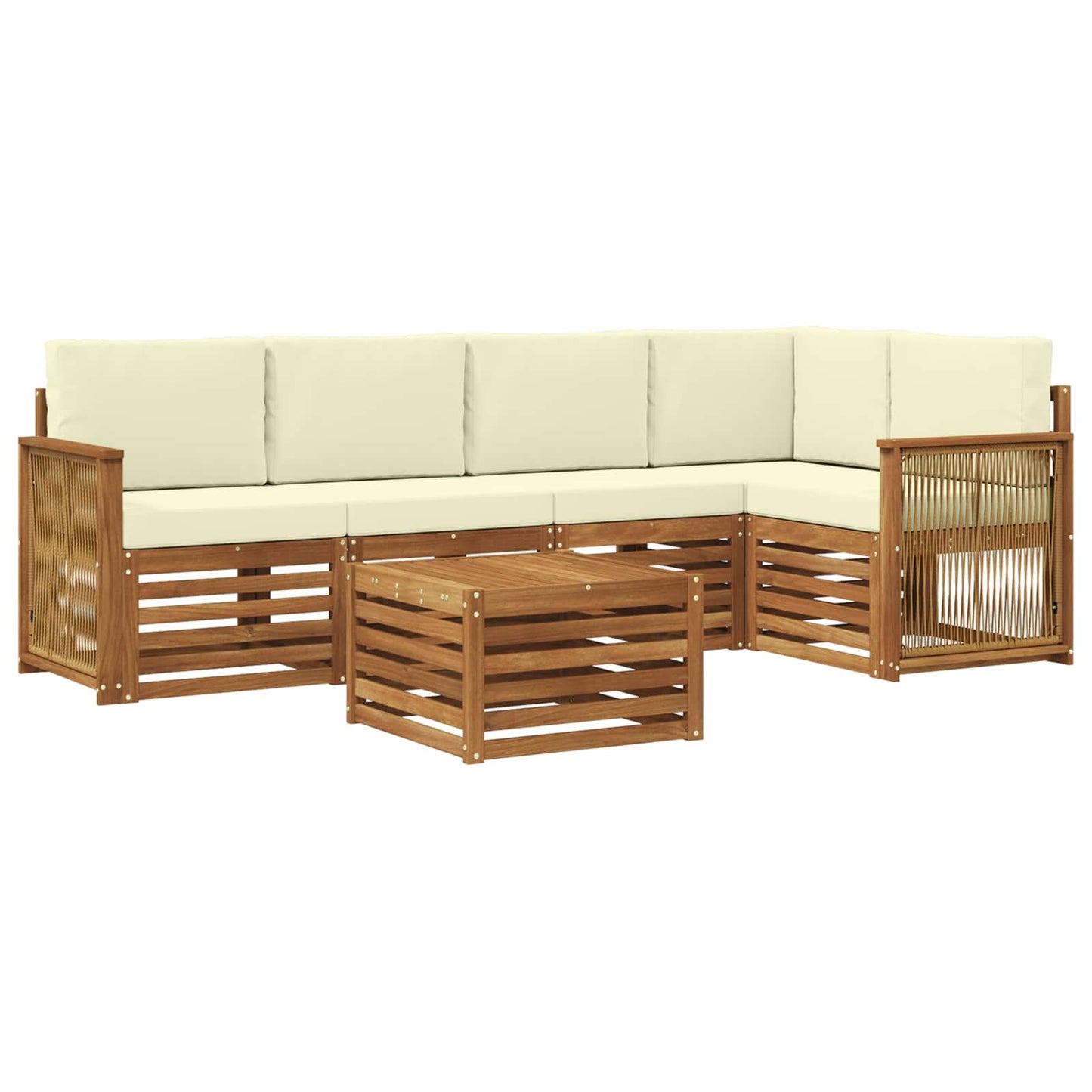 Set divano sezionale con cuscino 5 pcs Naturale e Crema | homemem39