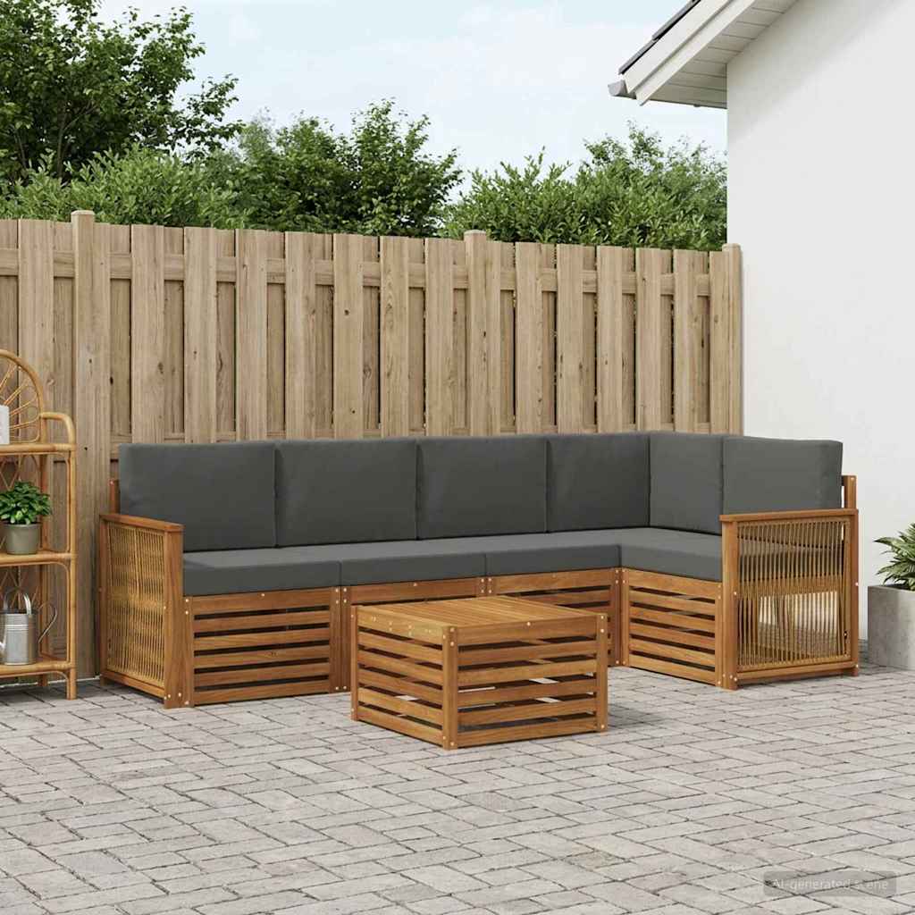Set divano sezionale con cuscino 5 pcs Naturale e Antracite