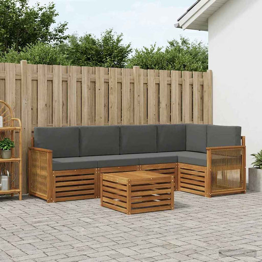 Set divano sezionale con cuscino 5 pcs Naturale e Antracite