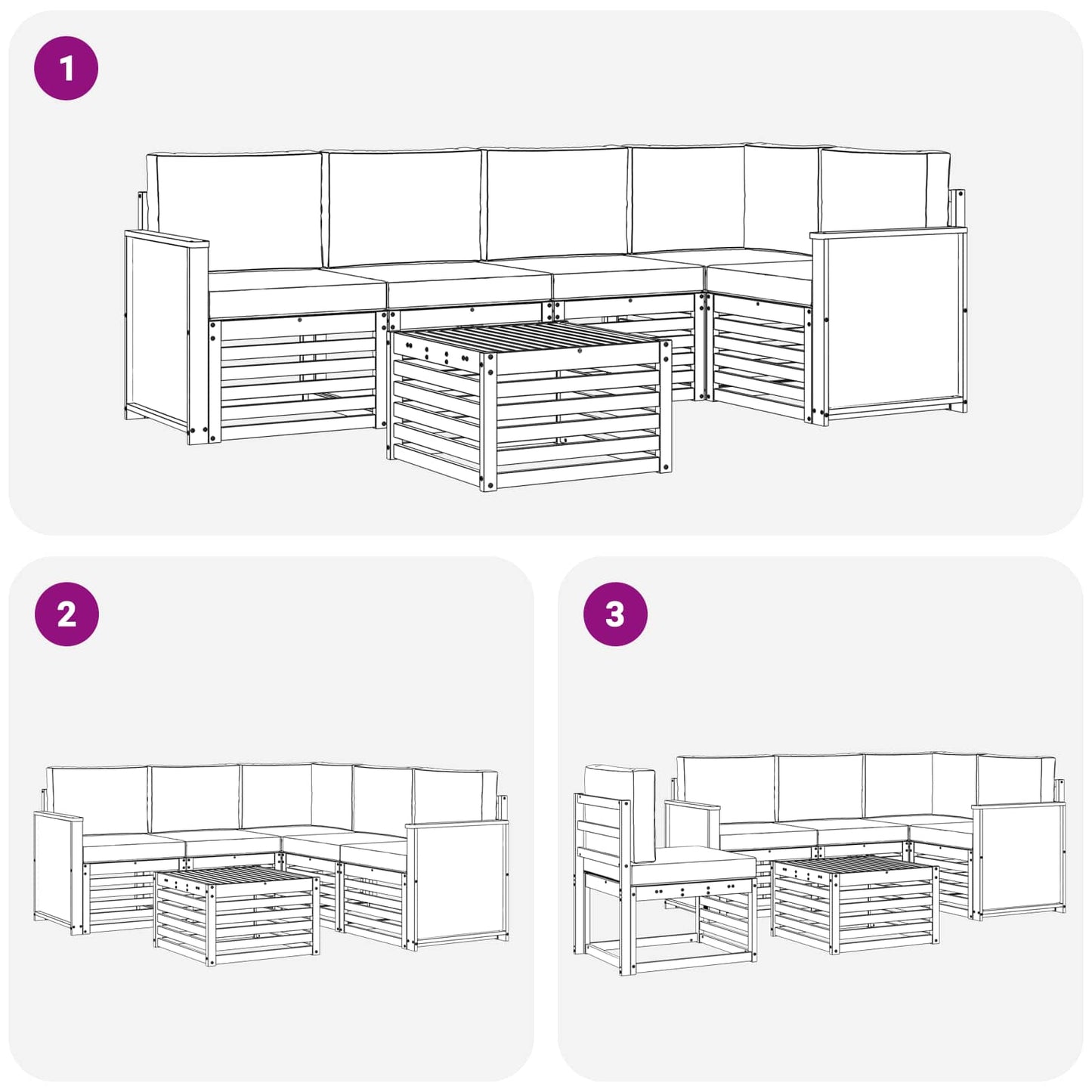 Set divano sezionale con cuscino 5 pcs Naturale e Antracite | homemem39
