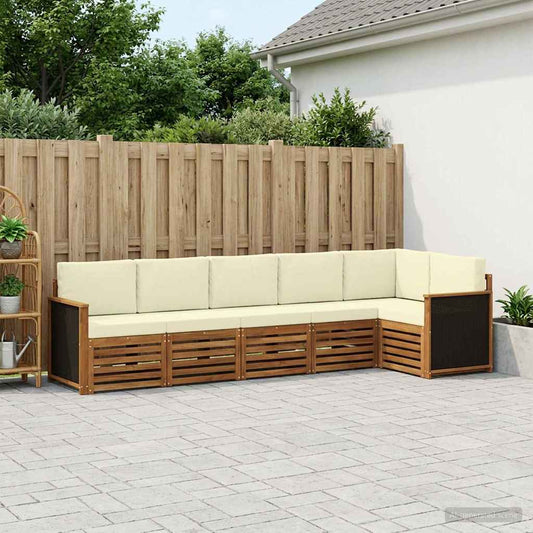 Set divano sezionale con cuscino 5 pcs Naturale e Crema
