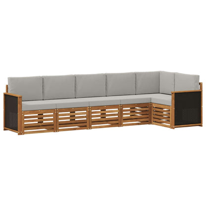 Set divano sezionale con cuscino 5 pcs Naturale e Grigio Chiaro | homemem39