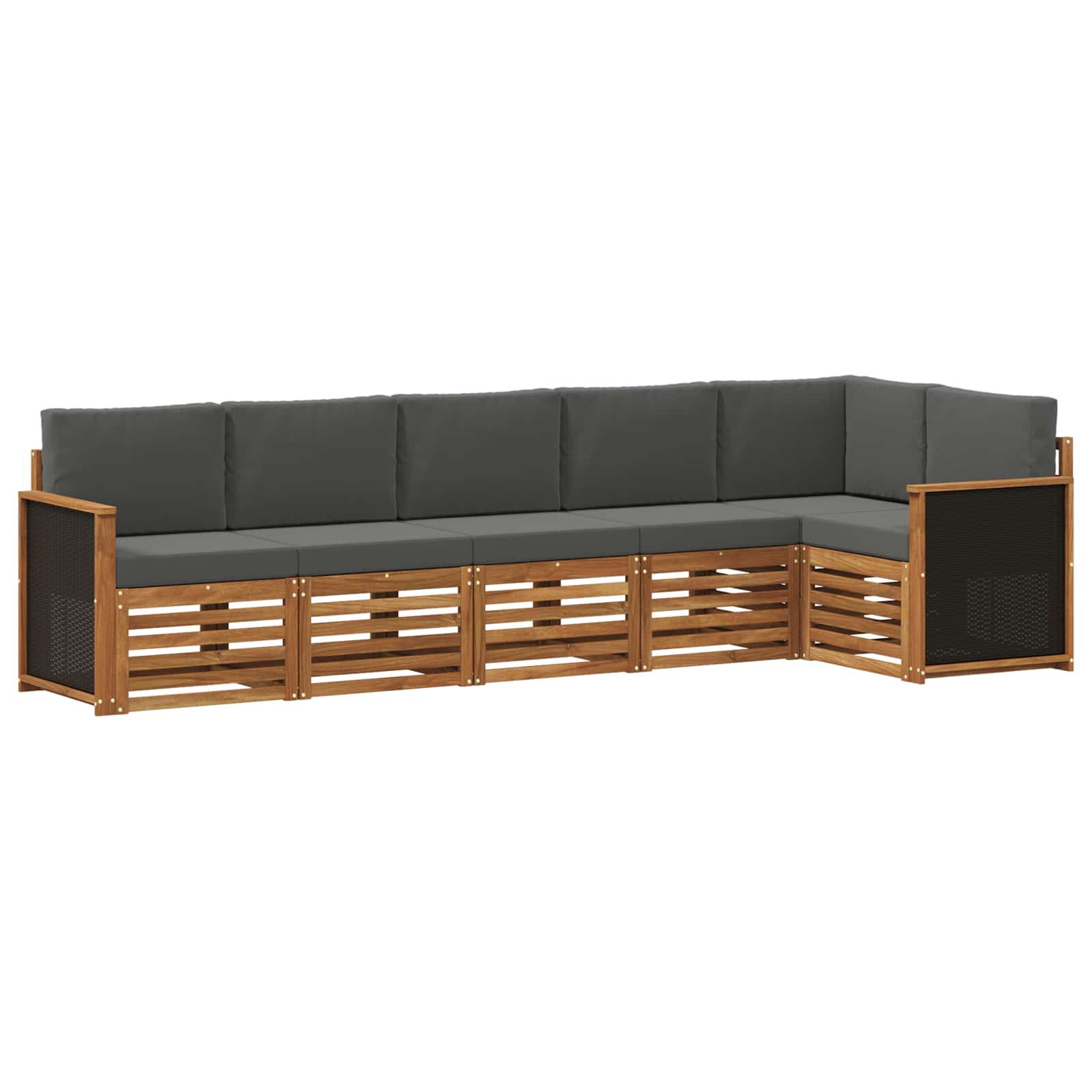 Set divano sezionale con cuscino 5 pcs Naturale e Antracite | homemem39