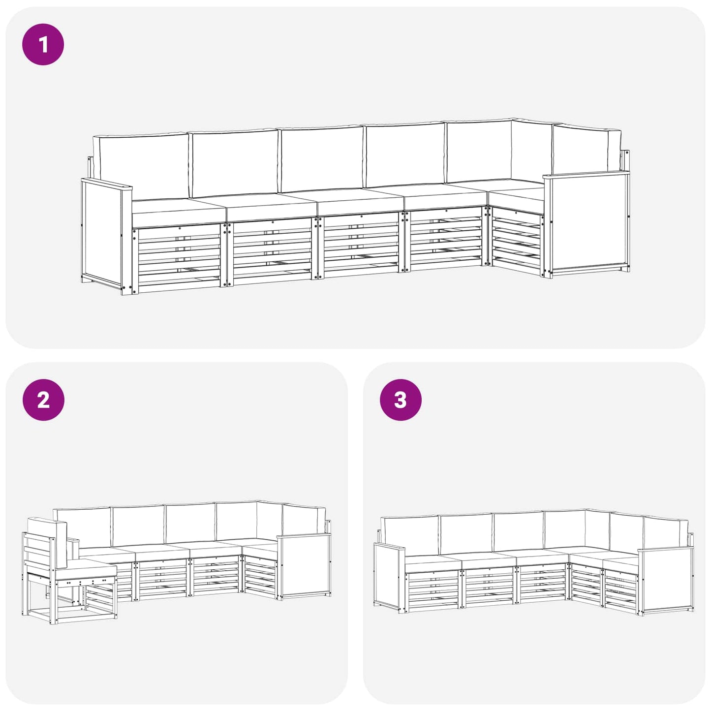 Set divano sezionale con cuscino 5 pcs Naturale e Antracite | homemem39