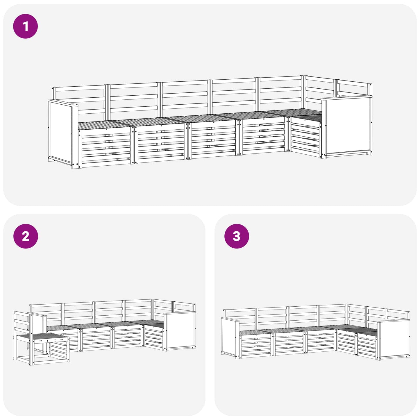 Set divano sezionale 5 pcs Naturale Legno di Acacia Massello | homemem39