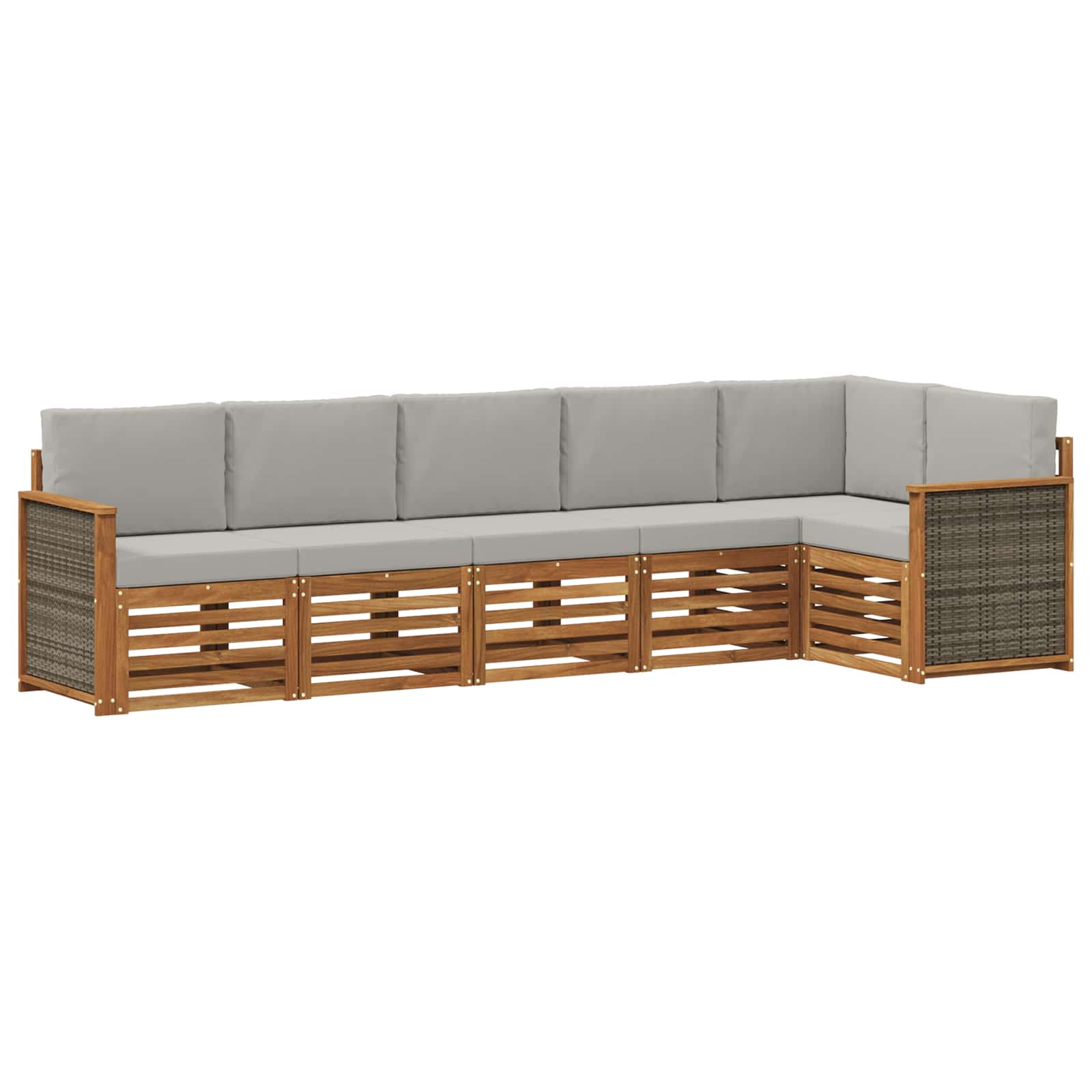 Set divano sezionale con cuscino 5 pcs Naturale e Grigio Chiaro | homemem39