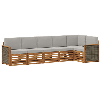 Set divano sezionale con cuscino 5 pcs Naturale e Grigio Chiaro | homemem39