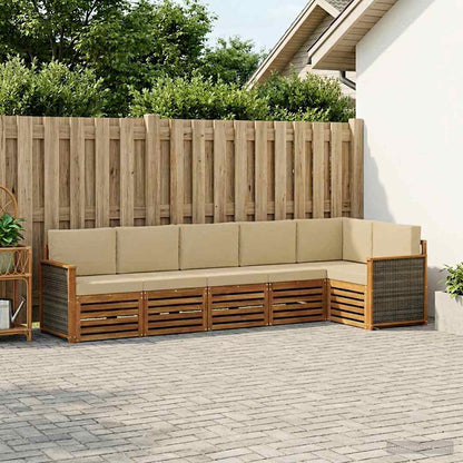 Set divano sezionale con cuscino 5 pcs Naturale