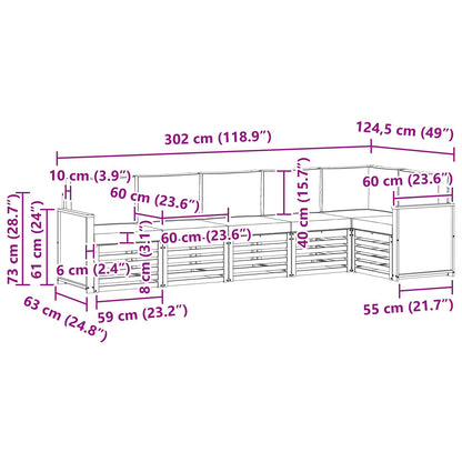 Set divano sezionale con cuscino 5 pcs Naturale