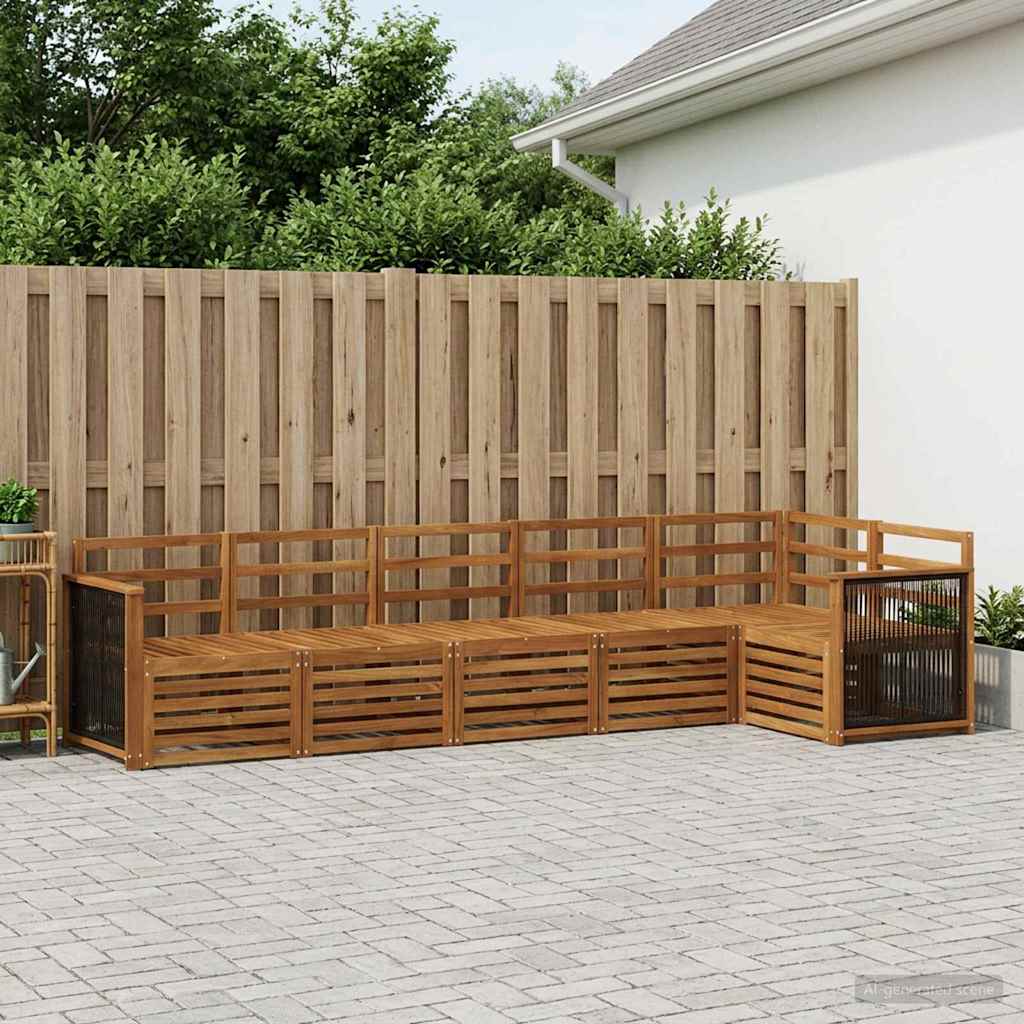 Set divano sezionale 5 pcs Naturale Legno di Acacia Massello