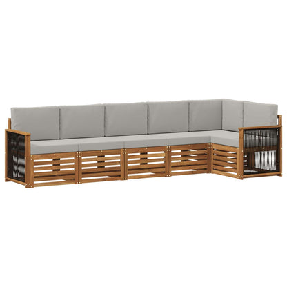 Set divano sezionale con cuscino 5 pcs Naturale e Grigio Chiaro