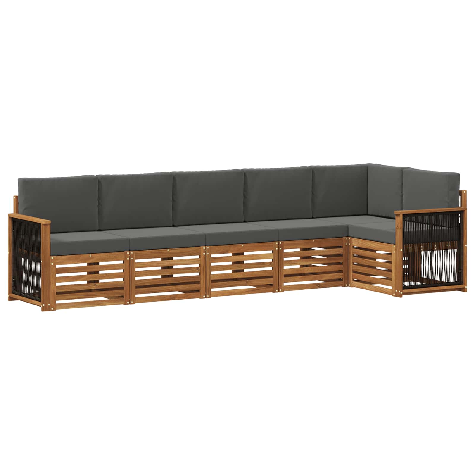 Set divano sezionale con cuscino 5 pcs Naturale e Antracite | homemem39