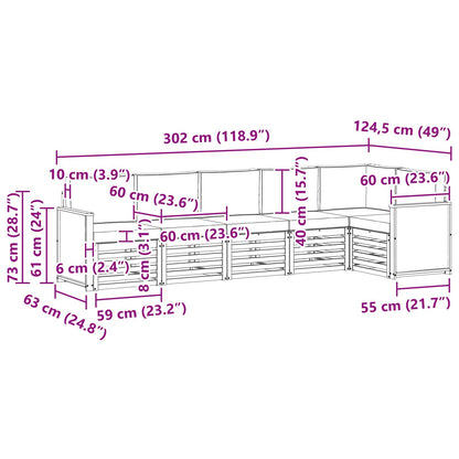 Set divano sezionale con cuscino 5 pcs Naturale e Antracite | homemem39