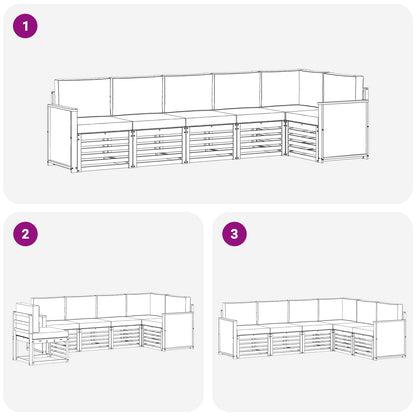 Set divano sezionale con cuscino 5 pcs Naturale e Antracite | homemem39