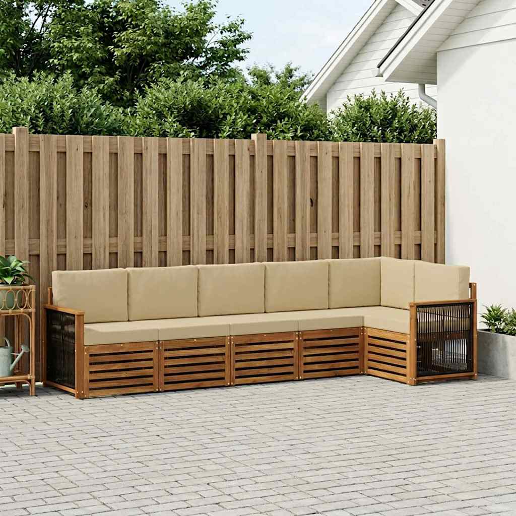 Set divano sezionale con cuscino 5 pcs Naturale | homemem39