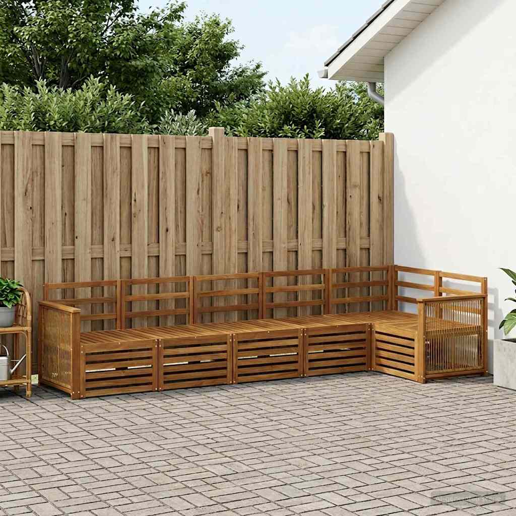 Set divano sezionale 5 pcs Naturale Legno di Acacia Massello