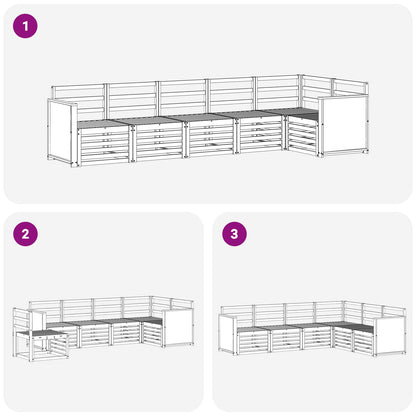 Set divano sezionale 5 pcs Naturale Legno di Acacia Massello