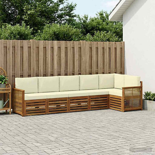Set divano sezionale con cuscino 5 pcs Naturale e Crema