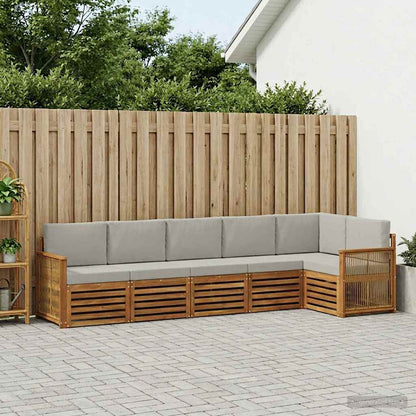 Set divano sezionale con cuscino 5 pcs Naturale e Grigio Chiaro