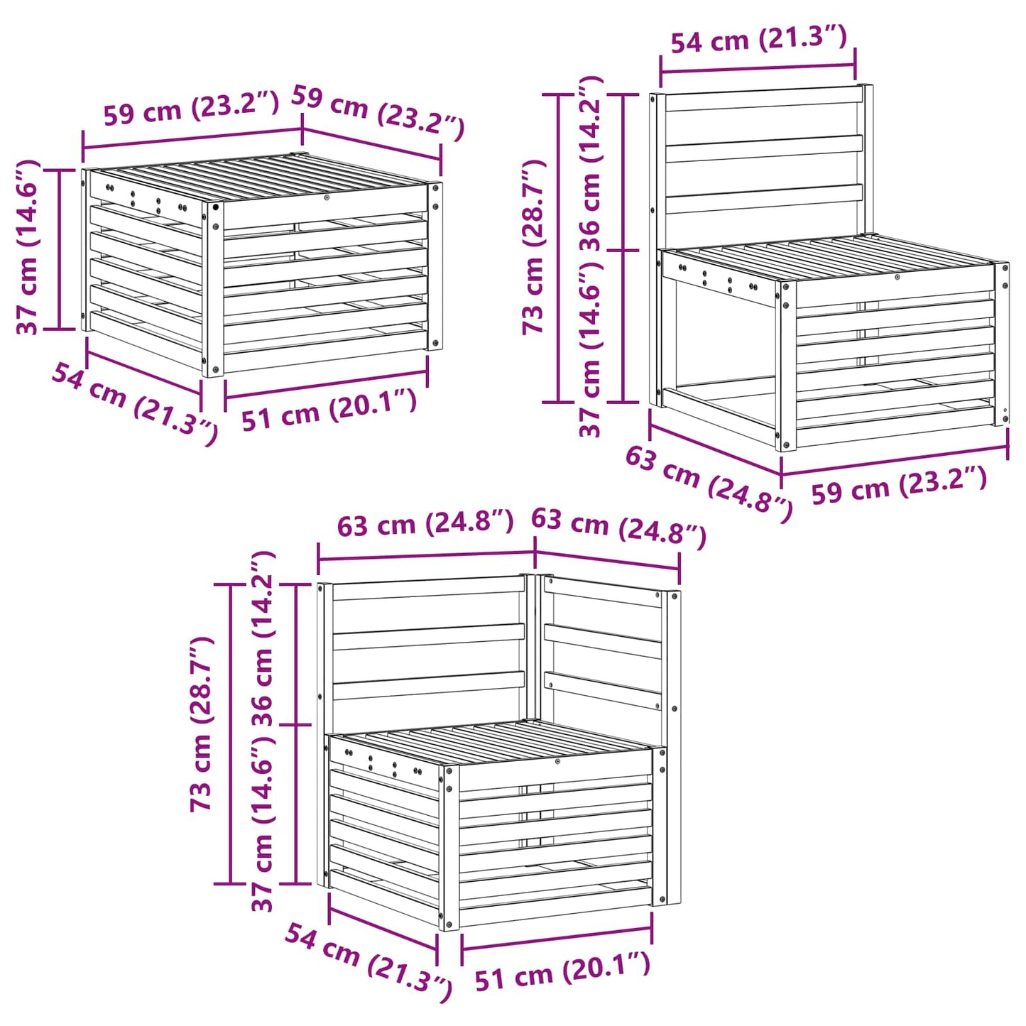 Set divano sezionale 6 pcs Naturale Legno di Acacia Massello