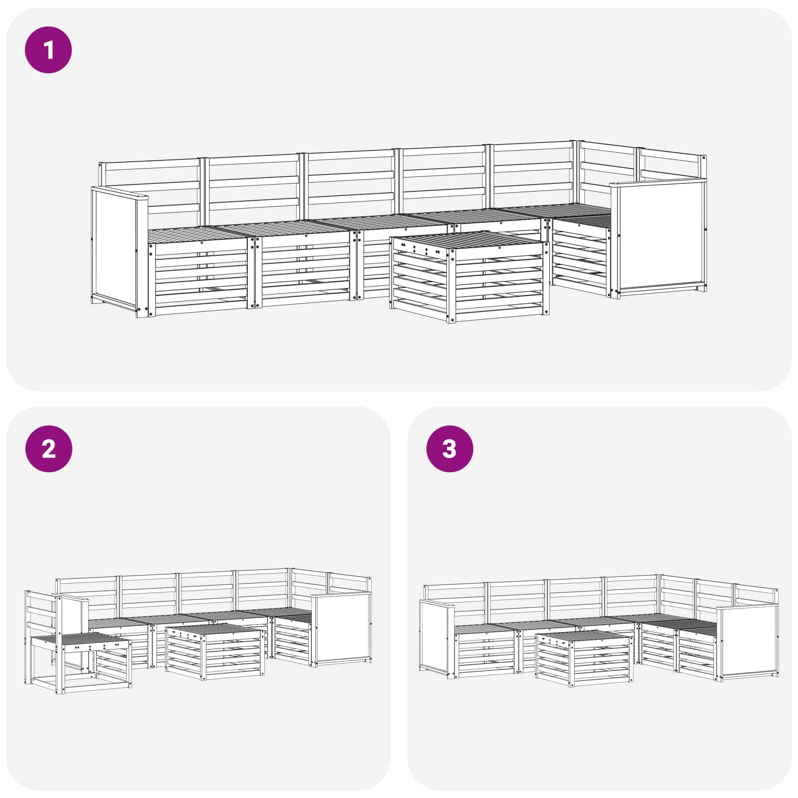 Set divano sezionale 6 pcs Naturale Legno di Acacia Massello | homemem39